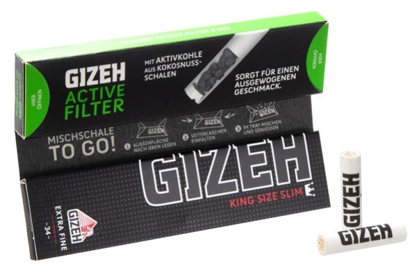 Gizeh BLACK King Size Slim Papers + Aktivkohlefilter